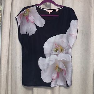 Ted Baker blouse, navy floral. Size 3
